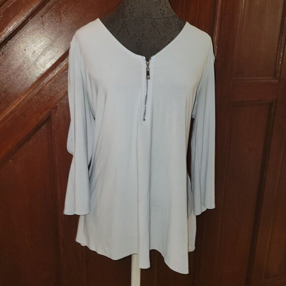 CHAUS New York Womens 1X Light Blue Zip-Front Tunic Top - Picture 1 of 7